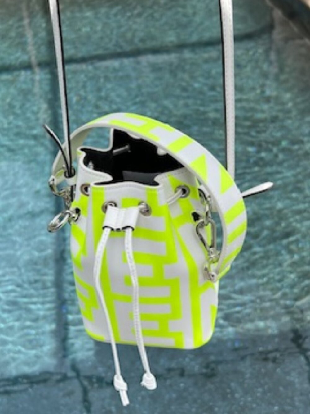 Fendi x Marc Jacobs Mon Tresor Mini Bucket Bag White Neon FF Leather Silver HW - Picture 11 of 14
